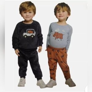 PEKKLE 4PC SET PLUSH TOP WITH BODY SUITS & PANT BABY BOY